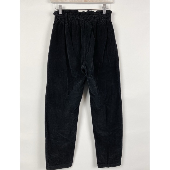 Terra Di Siena Womens Italian Paperbag Corduroy Pants L Black Straight High Rise - Picture 5 of 10